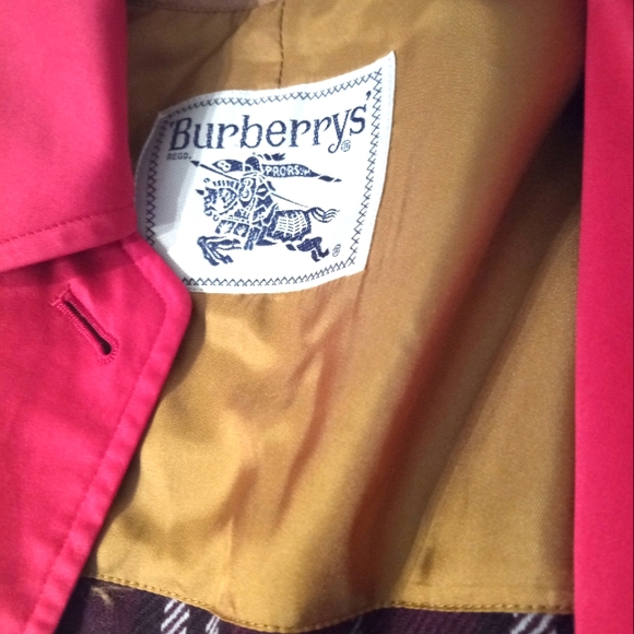 Vintage 90s Burberry red trench coat - Picture 1 of 6